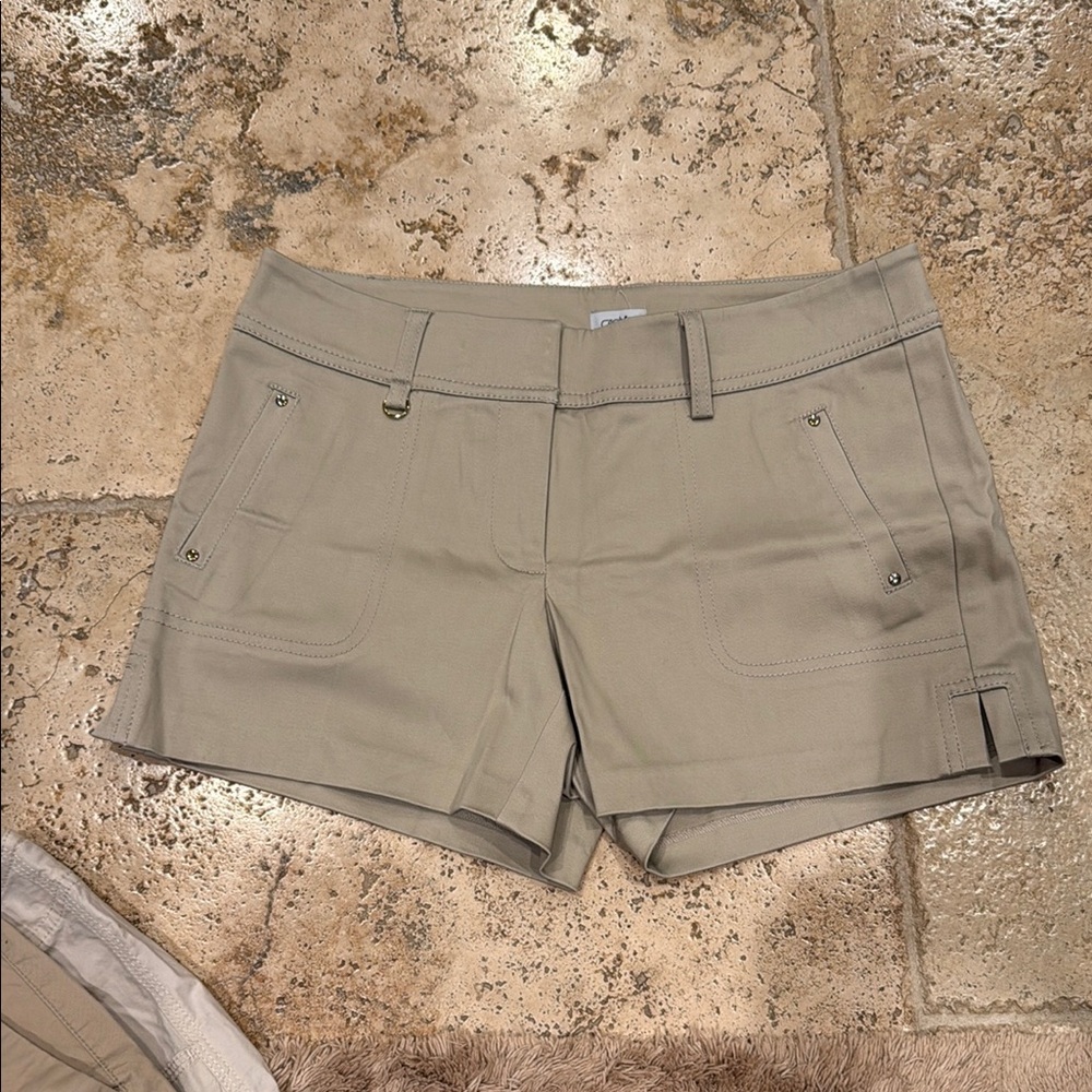 Cache Tan Cargo Shorts Mid-Rise Relaxed Fit